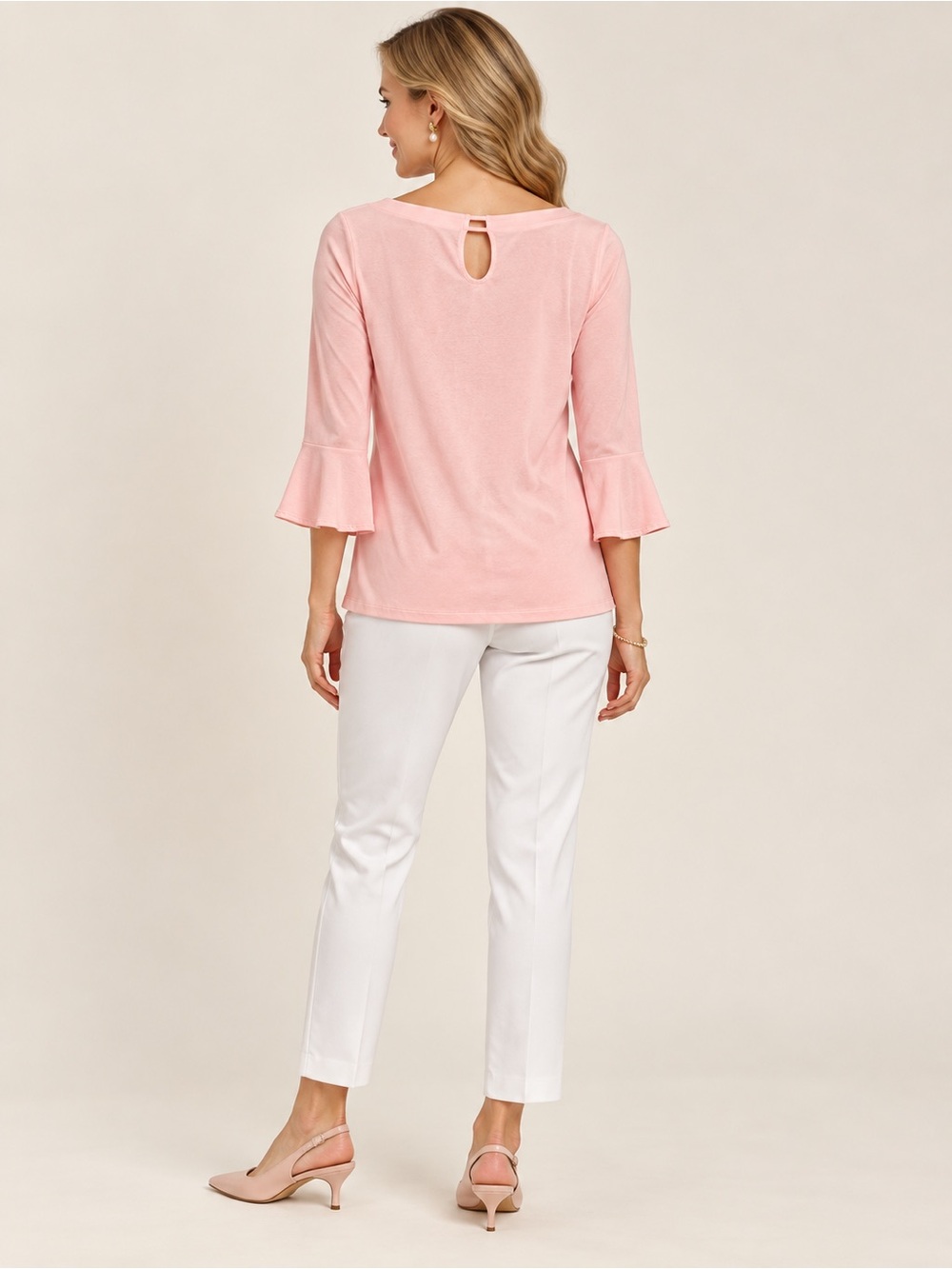 Lilly Pulitzer Pink Ruffle Cuff Three Quarter Sleeve Top Size S - Picture 11 of 11